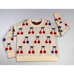 Madewell Cherry Print Jacquard Pullover Sweater Womens Size X Small EUC